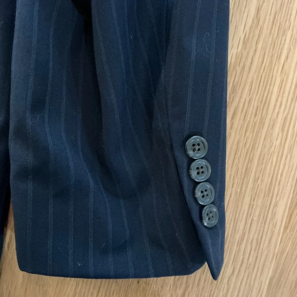 Lauren‎ Ralph Lauren 46R Wool Pinstripe Blazer Men's Navy Two-Button